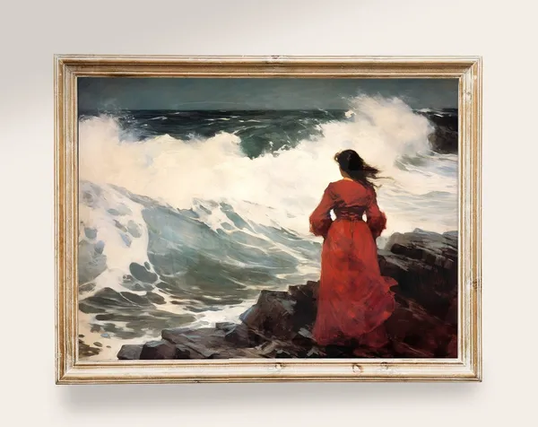 Seascape Vintage Art Print, Moody Coastal Landscape