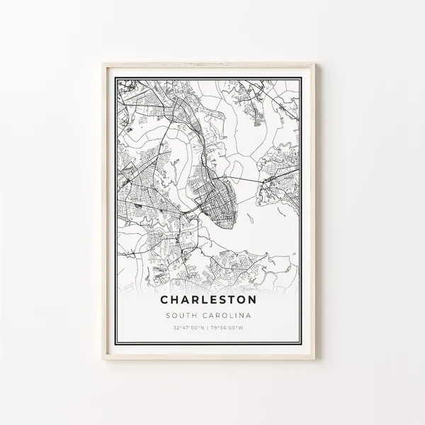 Charleston City Map Art Print, South Carolina