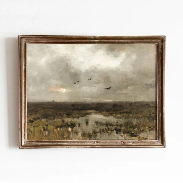 Gloomy Marsh Vintage Landscape Art Print