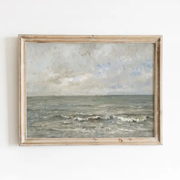 Muted Oceanscape Vintage Seascape Art Print