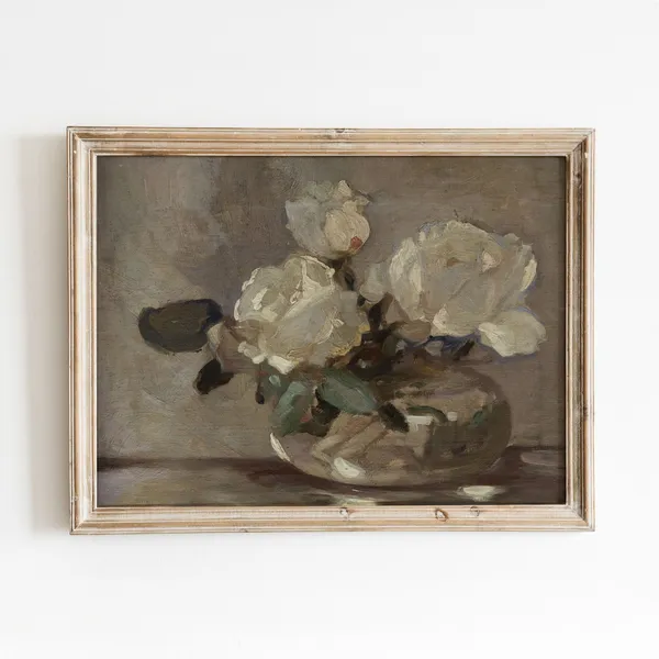Flower Still Life Vintage White Flower Art Print