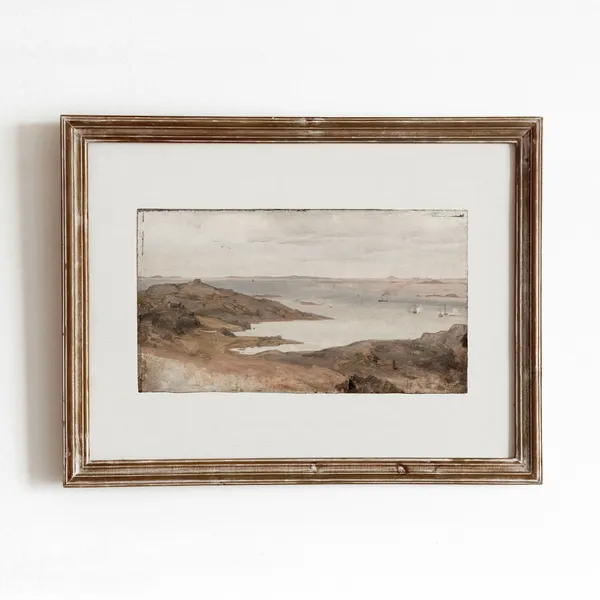 Swedish Harbor Vintage Coastal Landscape Art Print