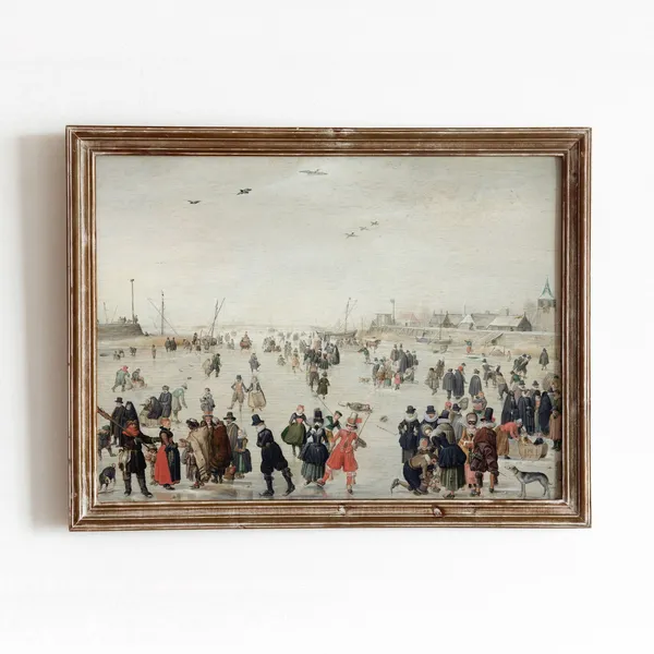 People Skating I Vintage Ice Skating Art Print