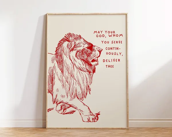 Daniel In The Lions Den, Modern Bible Poster