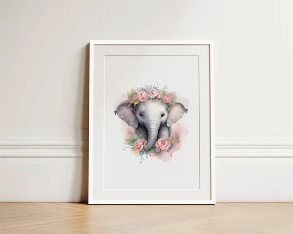 Safari Baby Animal Elephant Girl Nursery Art Print