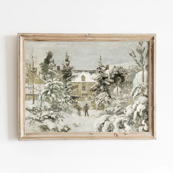 House At Montfoucault Vintage Winter Manor Art Print