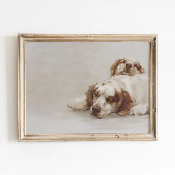 Sweet Slumber Vintage Sleeping Dogs Art Print