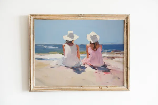 Girly Beach Print, Soft Coastal Apartment Decor