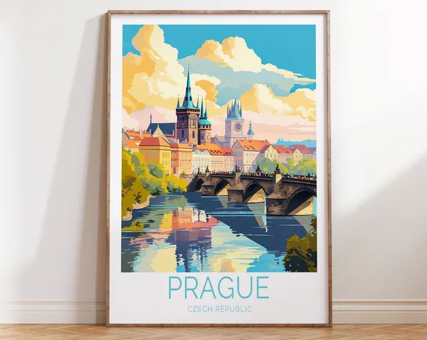Prague Travel Poster, Europe Wall Art Print