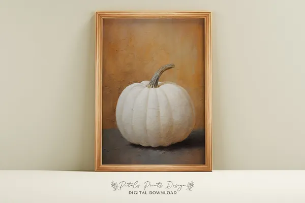 Vintage Pumpkin Still Life Painting Art Print