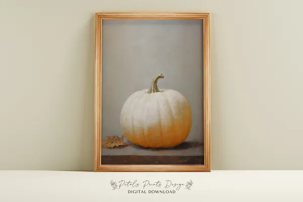 Rustic Pumpkin Still Life, Autumn Wall Art Print