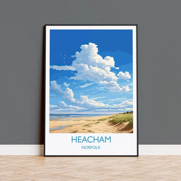 Heacham Beach Travel Poster, Norfolk England