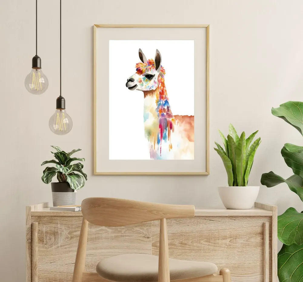 Llama and Alpaca Watercolor Boho Animal Print - Image 3