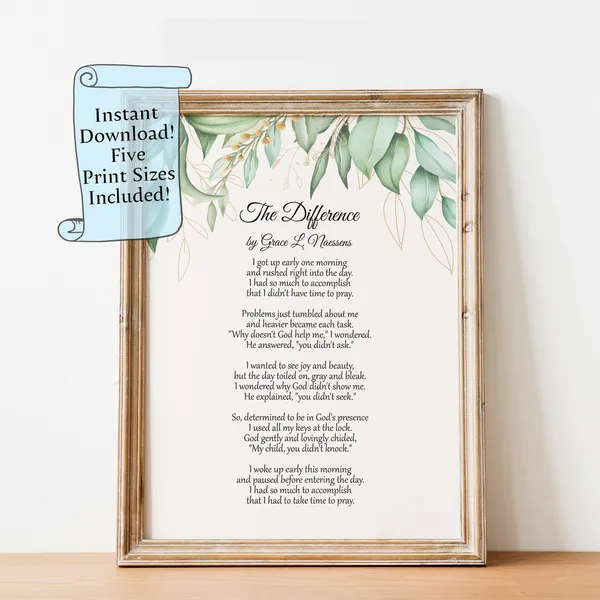 The Difference Poem By Grace L Naessens Art Print