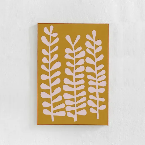 Mustard Yellow Abstract Art Print, Mid-Century Boho