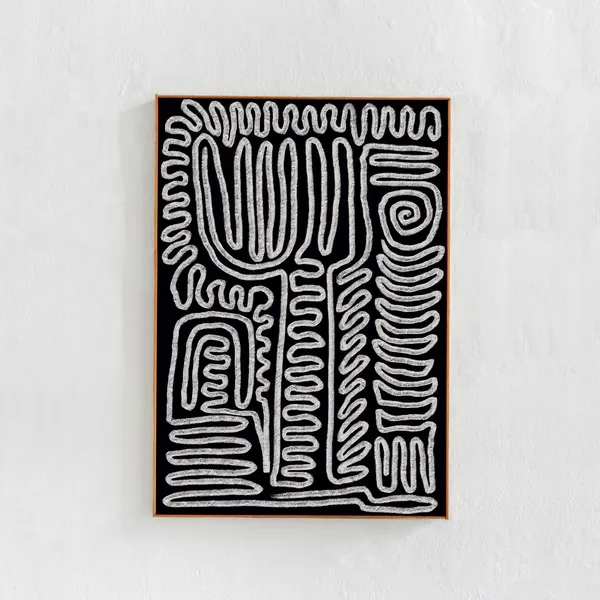 Black Art Abstract Squiggly Lines Poster Print