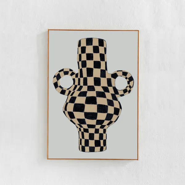 Checkered Vase - Scandi Modern Art