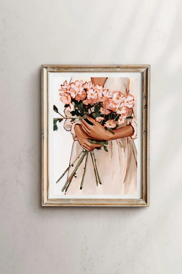Holding Hope Floral Bouquet Art Print, Nursery Decor