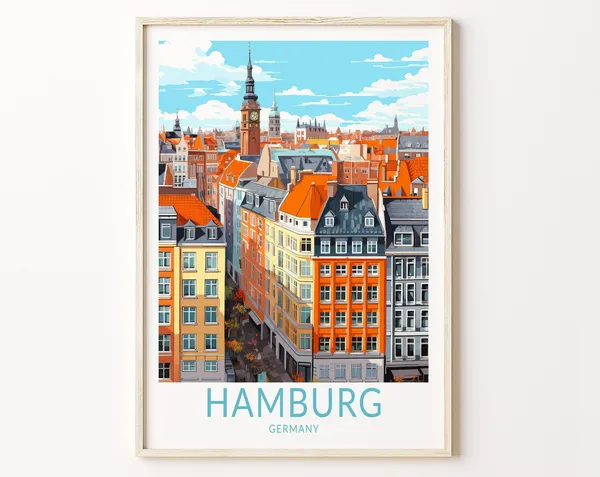 Hamburg Germany Travel Poster, Europe Travel Poster