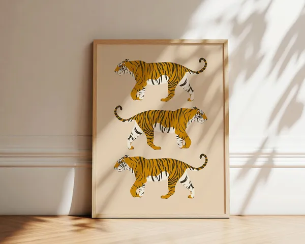 Abstract Tigers Art Print, Neutral Boho Safari Decor