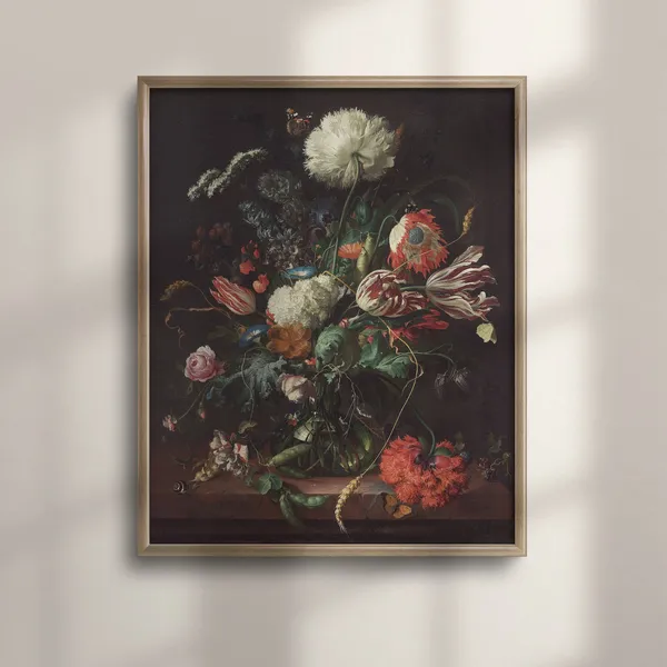 Vintage Floral Tulips And Roses Still Life Art Print