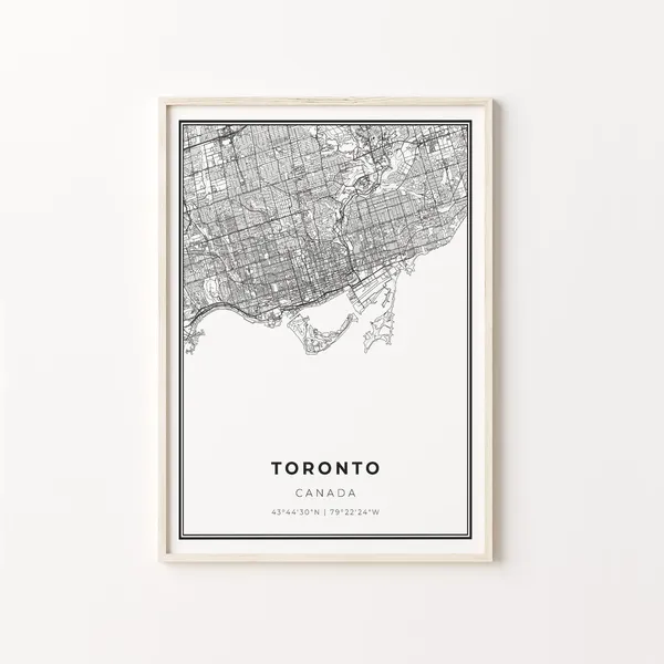 Toronto City Map Art Poster, Ontario Canada