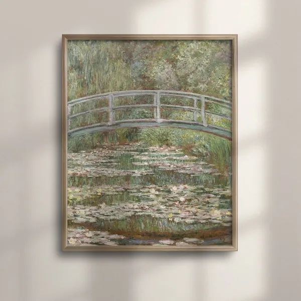 Monet Bridge Over Pond Of Water Lilies Vintage Poster