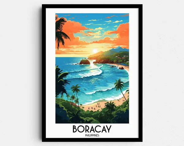 Boracay Travel Poster, Philippines Home Decor