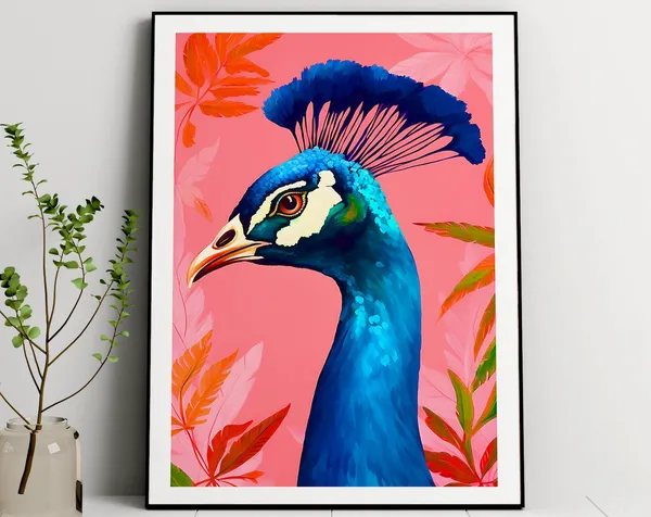 Peacock Illustration Tropical Bohemian Art Print