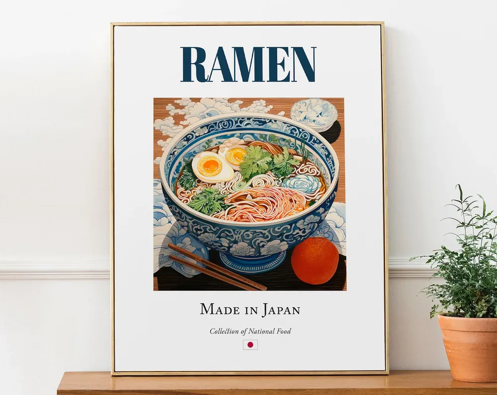 Ramen Folk Tile Plate, Japanese Food Art Print
