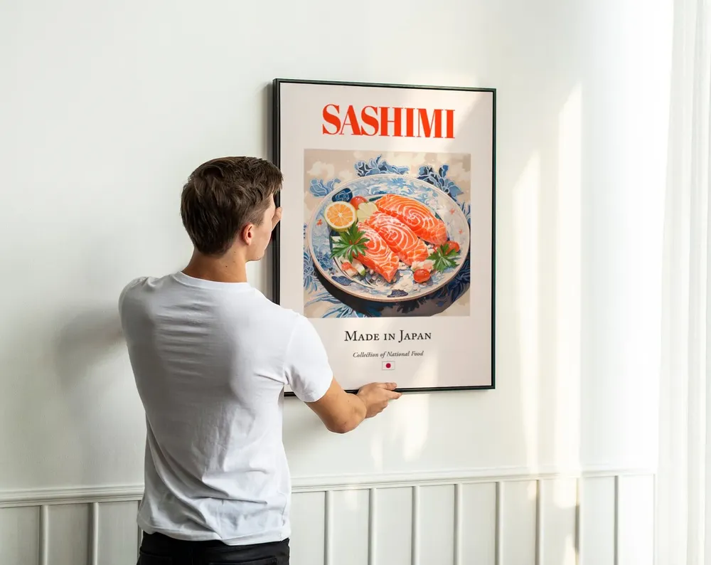 Sashimi on Maiolica Tile Plate, Japanese Food Poster - Image 3