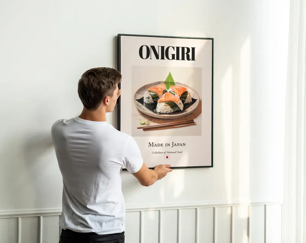 Onigiri on Plate, Traditional Japanese Food Art Print - Image 2