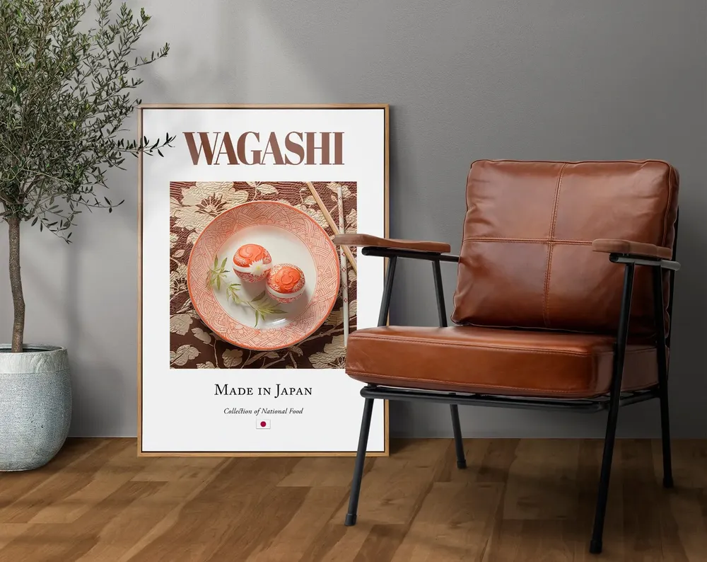 Wagashi Folk Tile Plate, Japanese Food Art Print - Image 4