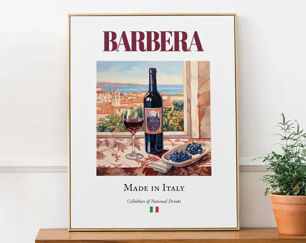 Barbera On Maiolica Tile, Italian Beverage Poster