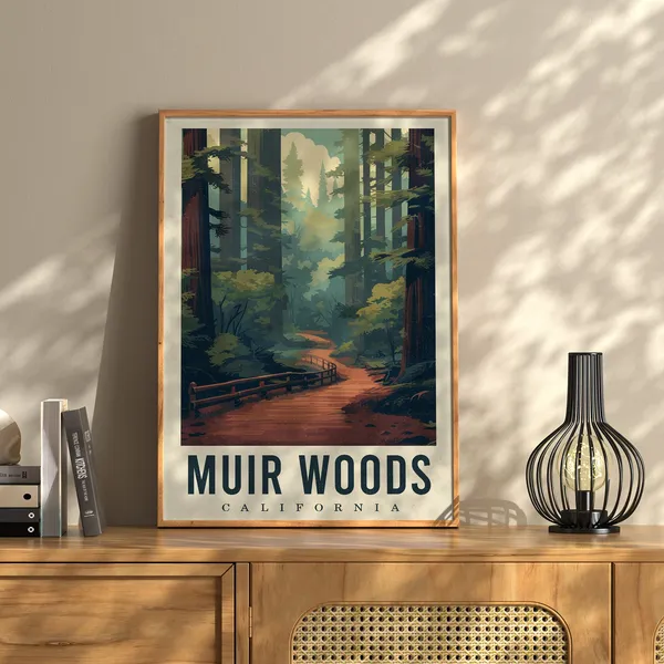 Muir Woods California Travel Poster, Travel Art
