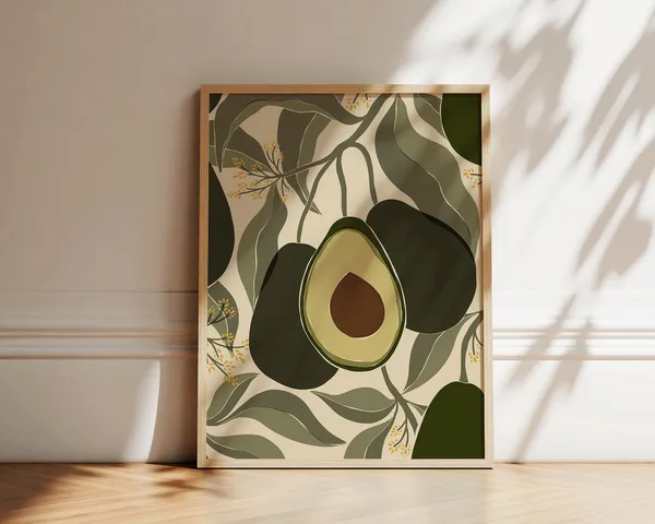 Avocados Abstract Botanical Kitchen Wall Art Poster