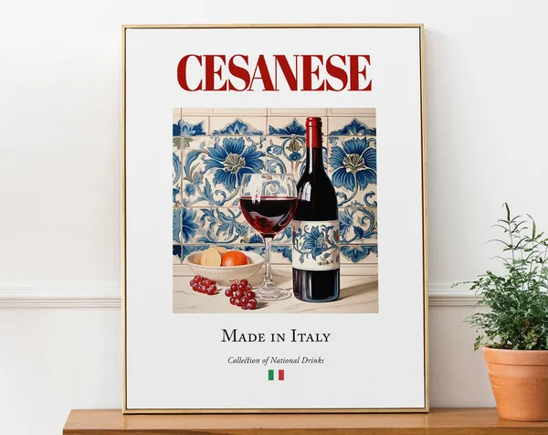 Cesanese on Maiolica Tile, Italian Beverage Art Print