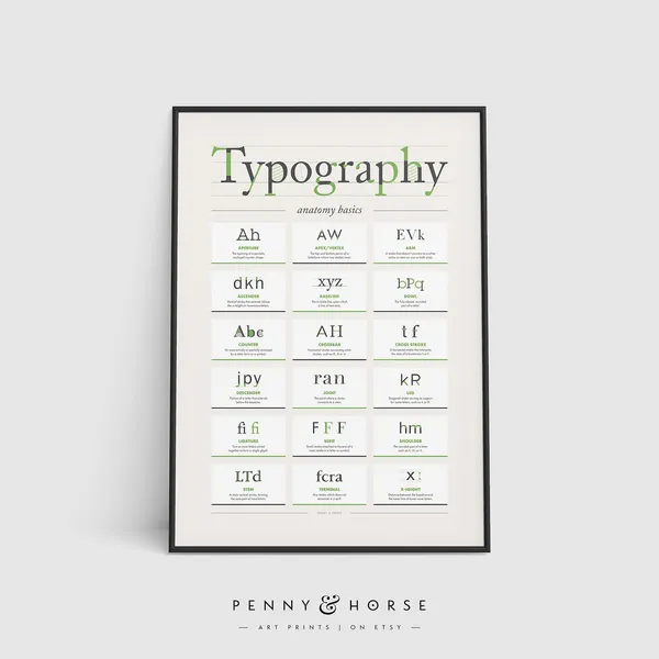 Typography Anatomy Basics Art Print, Type Design Poster