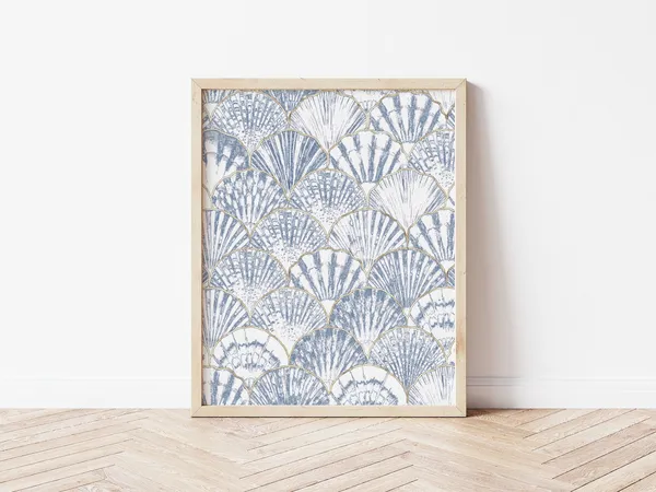 Seashell Pattern Art Print, Coastal Nursery Decor