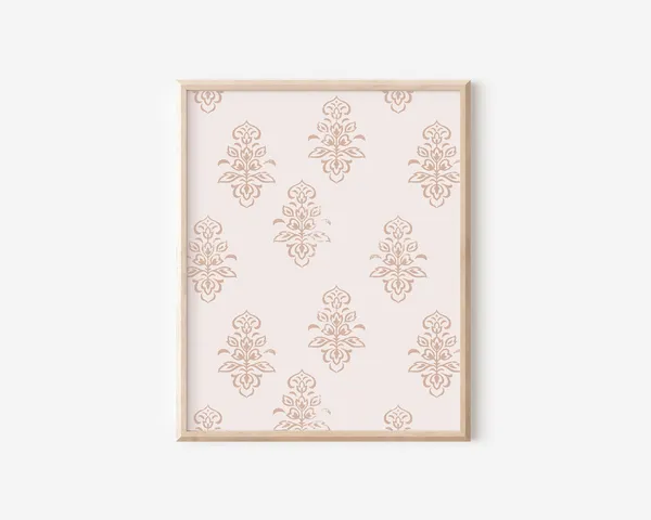 Boho Block Print Pattern Art Print, Modern Woodblock