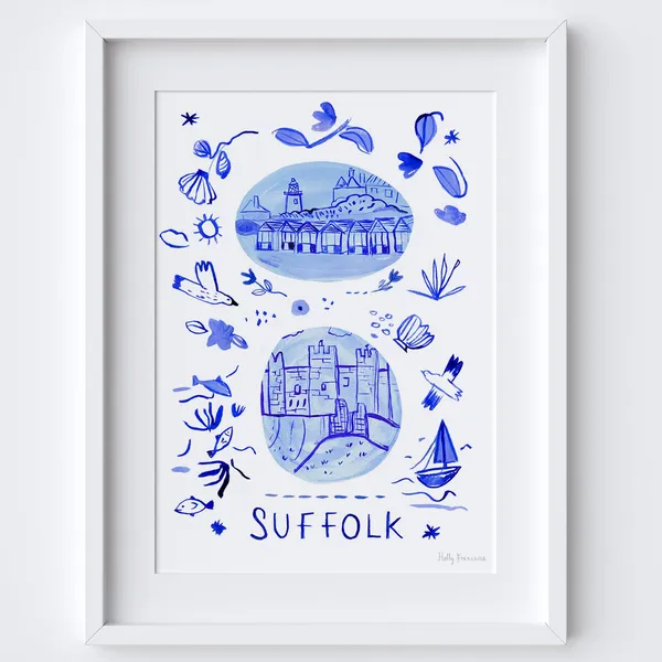 Suffolk Scene Blue Portuguese Azulejo Tiles Travel Poster