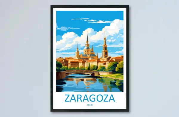 Zaragoza Travel Poster, Spain Wall Art