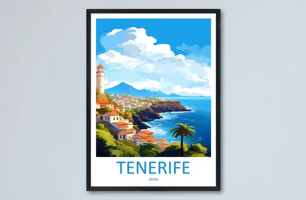 Tenerife Travel Poster, Spain Wall Art for Home