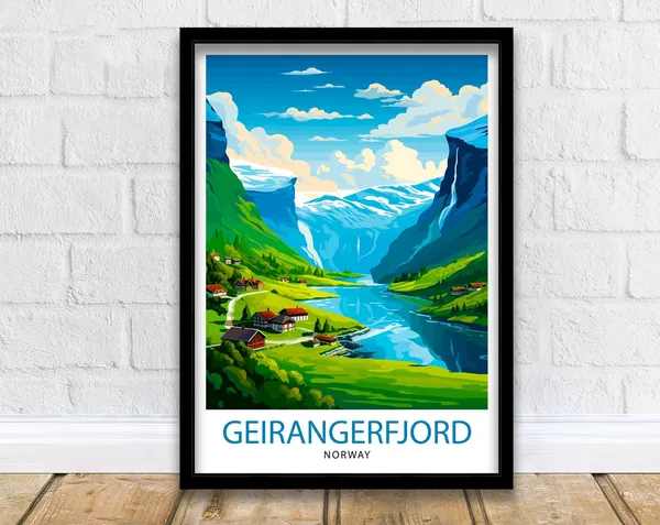 Geirangerfjord Norway Travel Poster, European Place