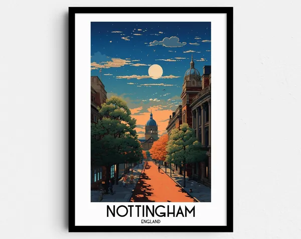 Nottingham Travel Poster, England Home Decor Print