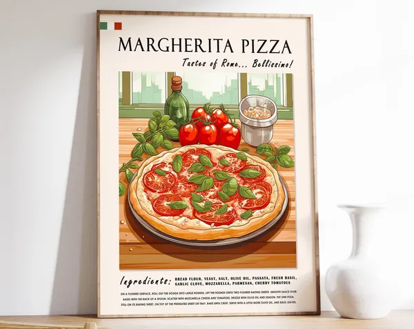 Margherita Pizza Italian Food Art Print