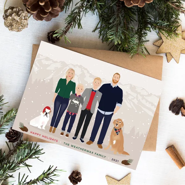 Personalized Family Portrait Christmas Art Print