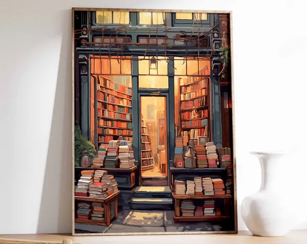 Vintage Book Store Poster, Retro Book Lovers Gift
