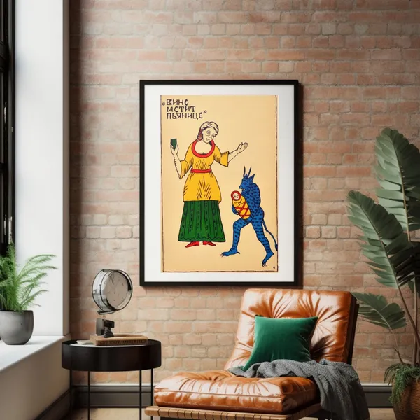 Vintage Russian Wine Poster, Antique Wall Art