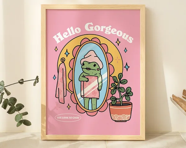 Girly Frog Self Love Positivity Quote Poster